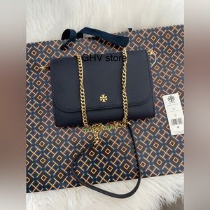 New, tory burch emerson chain crossbody wallet